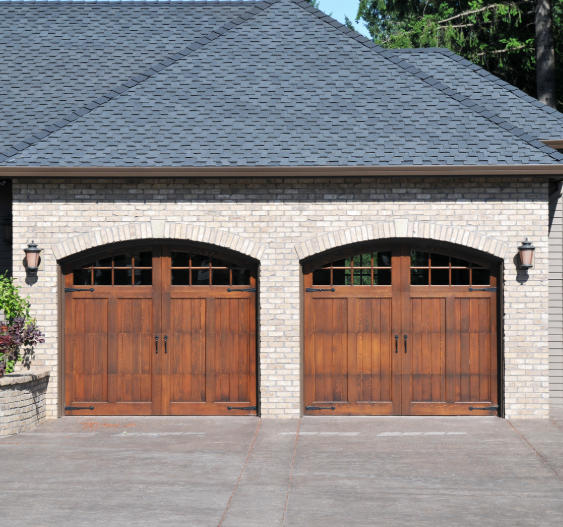 Garage door with windows